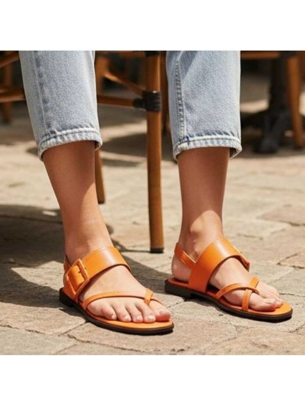 Vionic Julep Sandals Leather Orange Citrine Women's 7.5 Wide